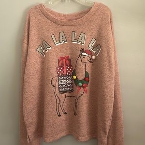 Holiday Llama Sweater Pink Size Youth XL